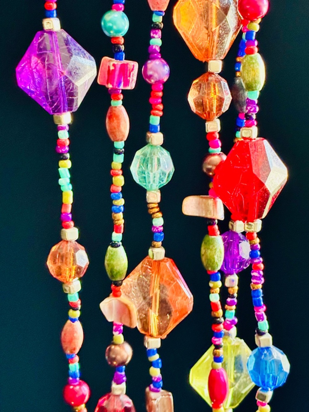 Multicolor Beaded Layered Necklace - Bright Festival Style Bohemian Beach Chic